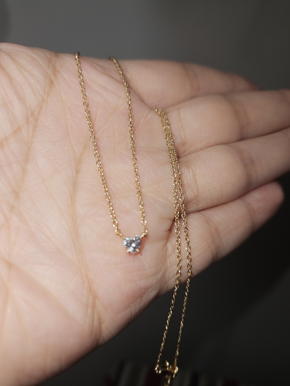 Delicate Chain Necklace with Heart Cubic Zirconia Pendant